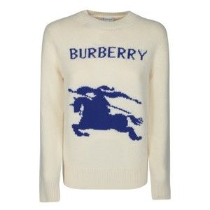 Burberry White Knitwear With Blue Horse Motif - NWT